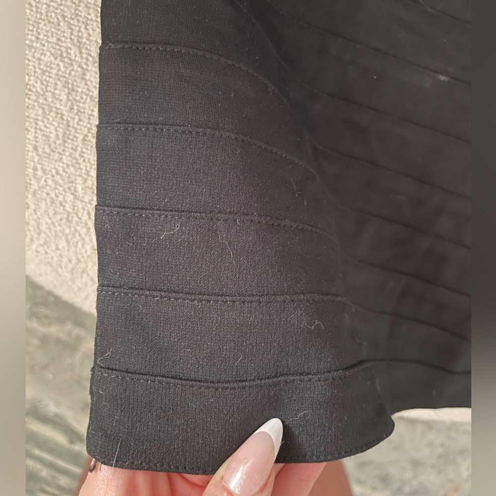 Express V-Neck Black Bodycon Ribbed Mini Dress - Picture 5 of 7